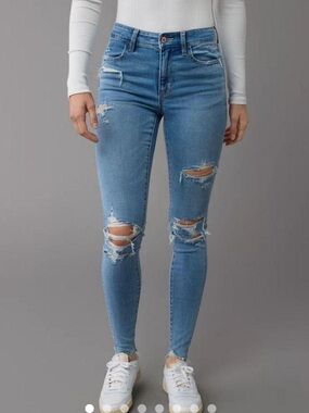 American Eagle Outfitters Light Blue Ripped Skinny Jeans